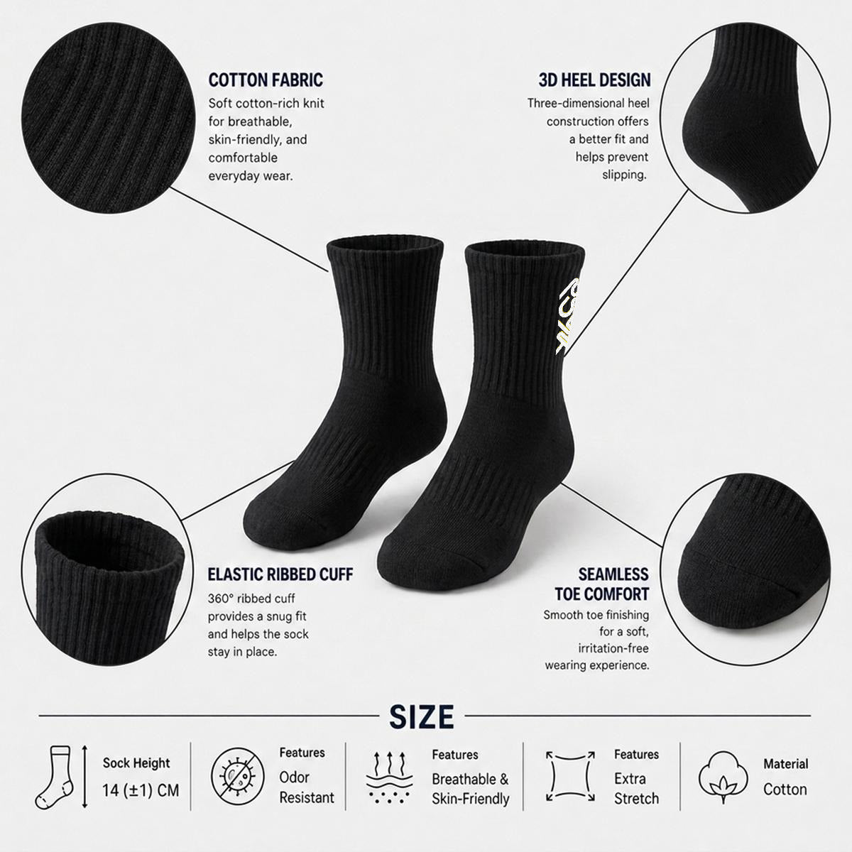 PSYK Embroidered Mid-Calf Socks