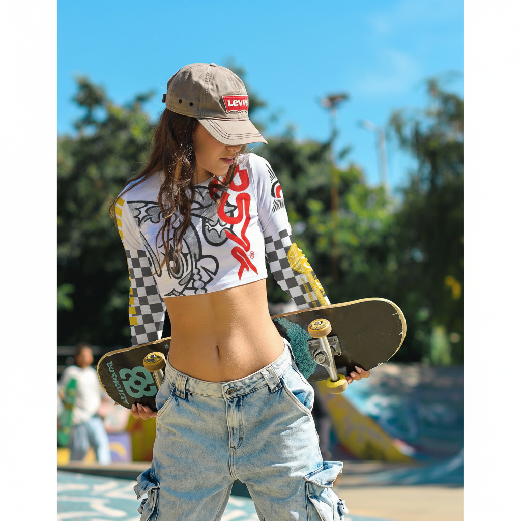 Manga Girl Streetwear Long Sleeve Crop Top
